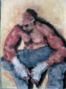 boxer in grey tights
